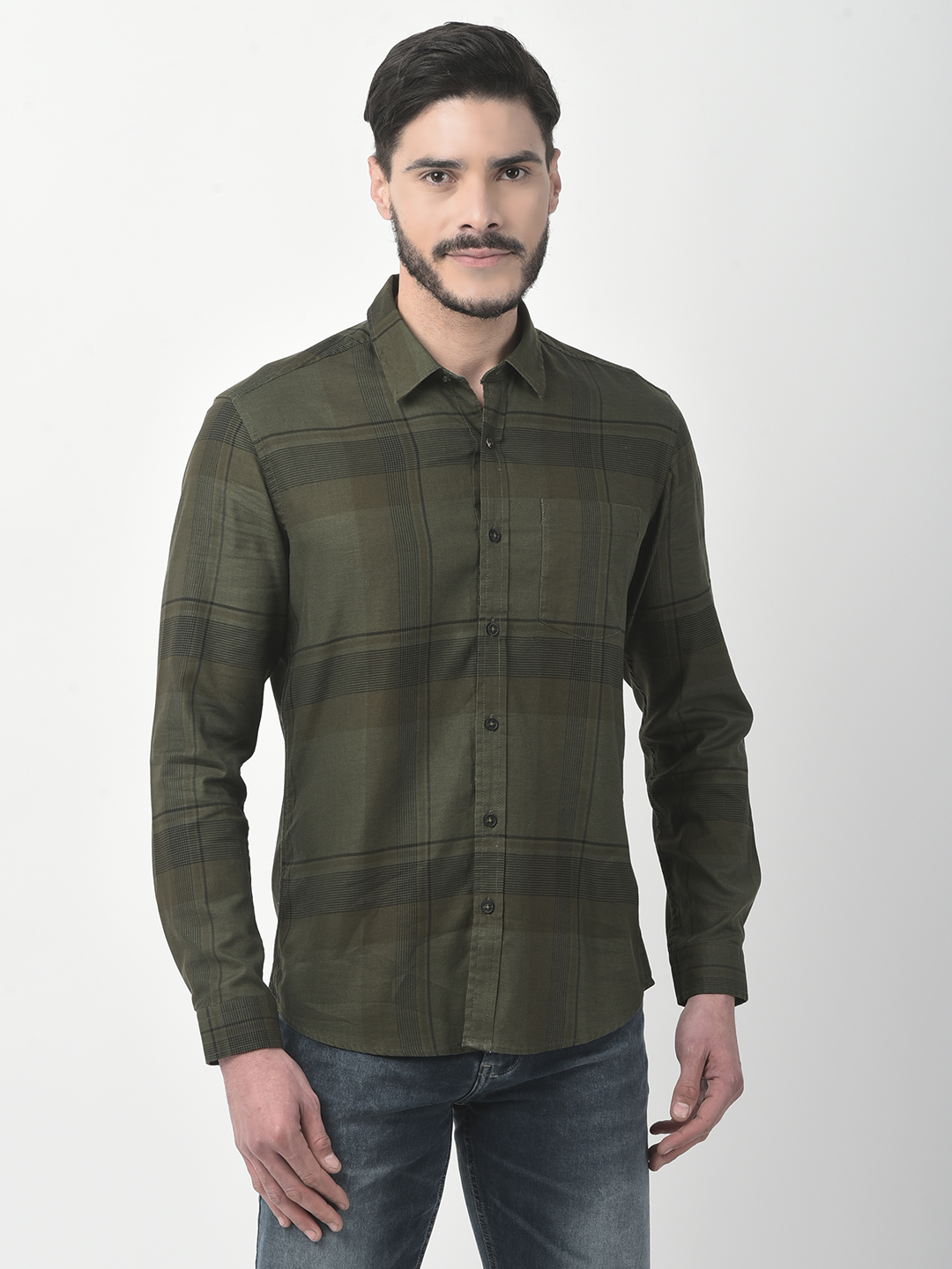 Numero Uno Men Checkered Green Shirt